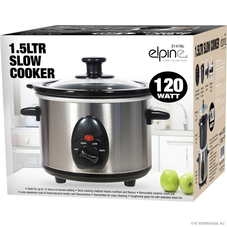1.5L Slow Cooker 120W S/Steel