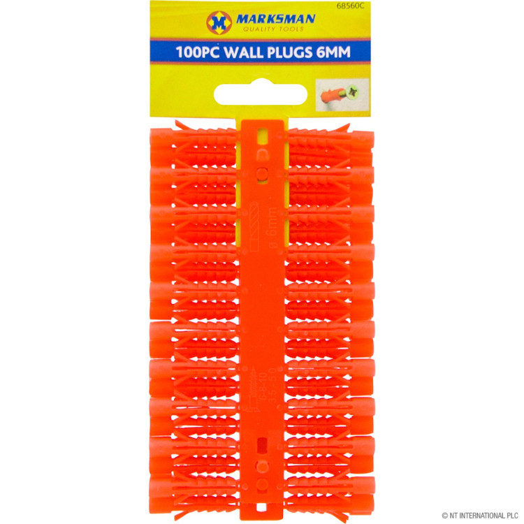 100pc 6mm Wall Plugs - Red