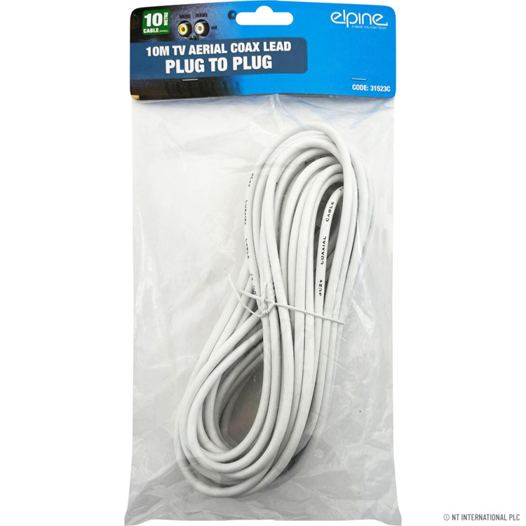  10m TV Aerial Coax Lead Plug To Plug