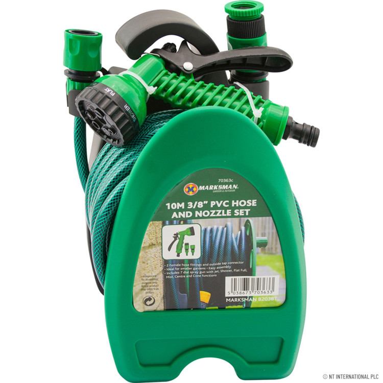 10m Mini Hose Reel Pipe Set + 7 Dial Spray Gun