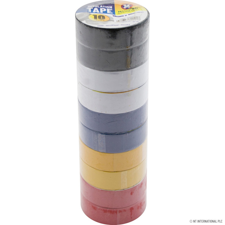  10pk PVC Insulation Tape 19mm x 10m Asstor color