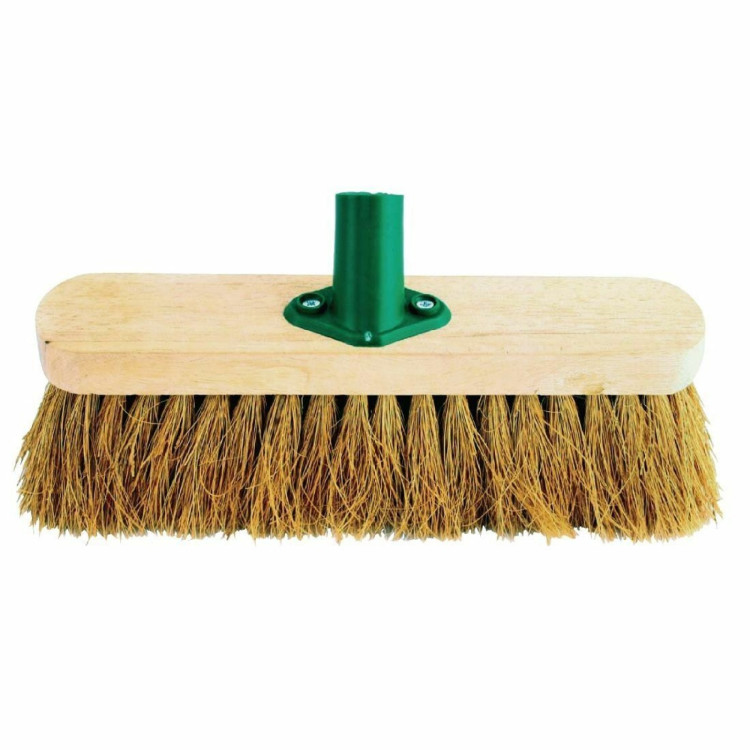 Jantex Wooden Brown Broom Head Soft Coco Long Handle Strong Bristles