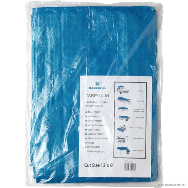 Blue Tarpaulins - 3.6m x 2.4m 12' x 8' 