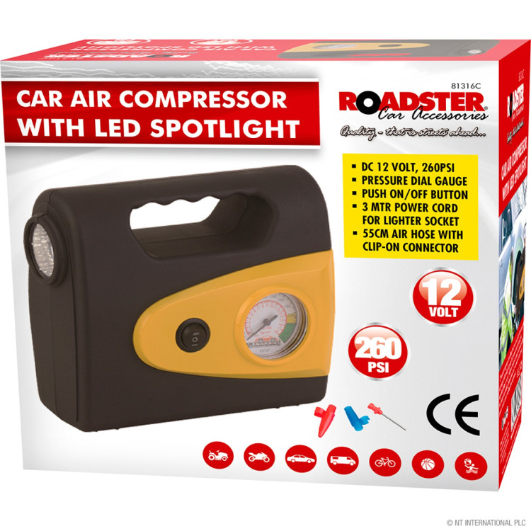 12v Car Air Compressor - LED Spot Light