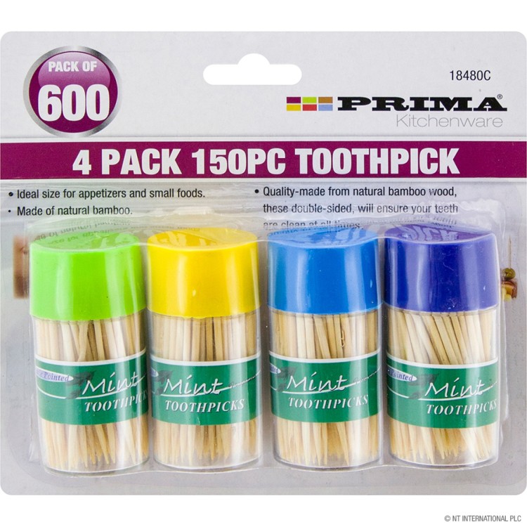 Prima 4pc Toothpicks Canisters ( 4 x 150 )