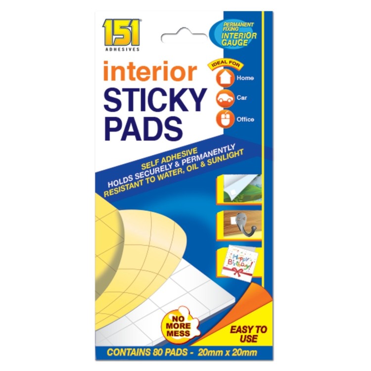 151 Adhesives Interior Sticky Pads 80Pk