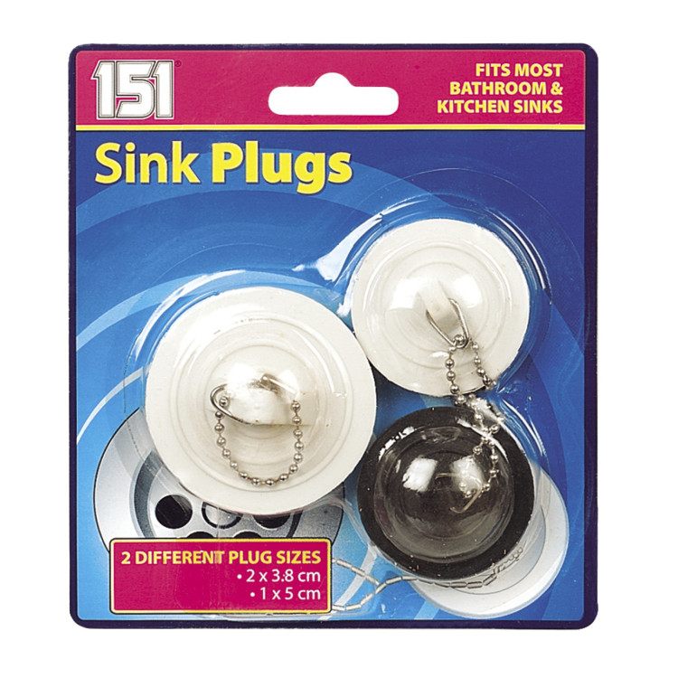 151 Household Cleaning Sink Plugs 3Pk