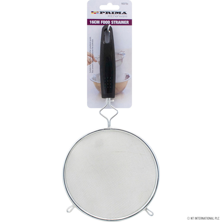 Prima 16cm Metal Tea Strainer - Black Handle