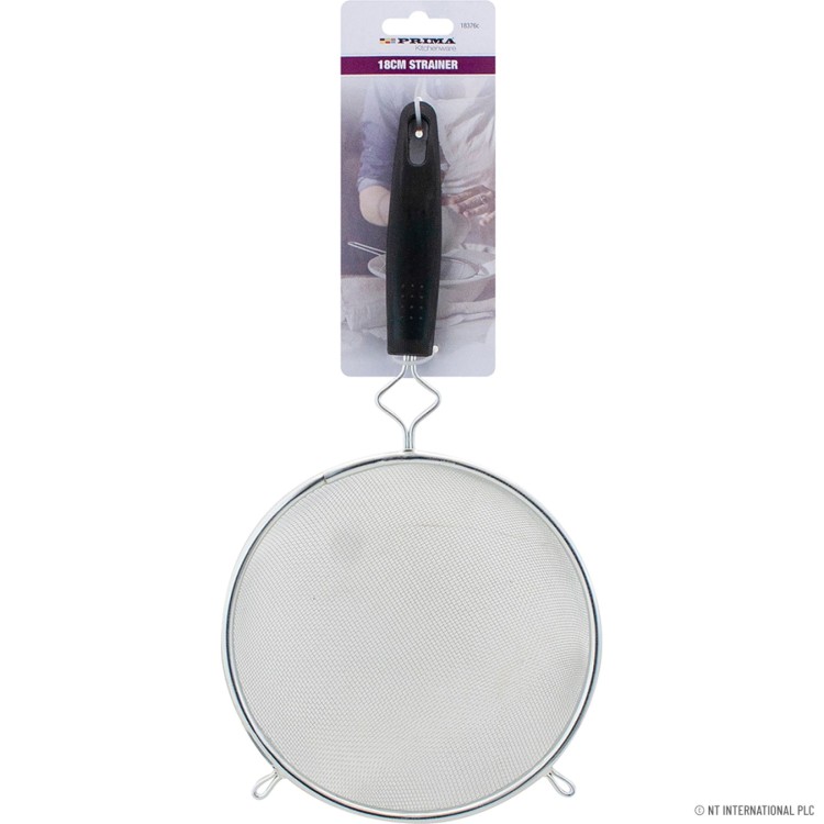 Prima 18cm Metal Tea Strainer - Black Handle