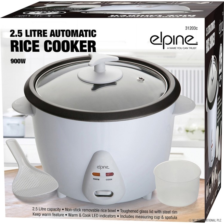  2.5L 900w Rice Cooker - White