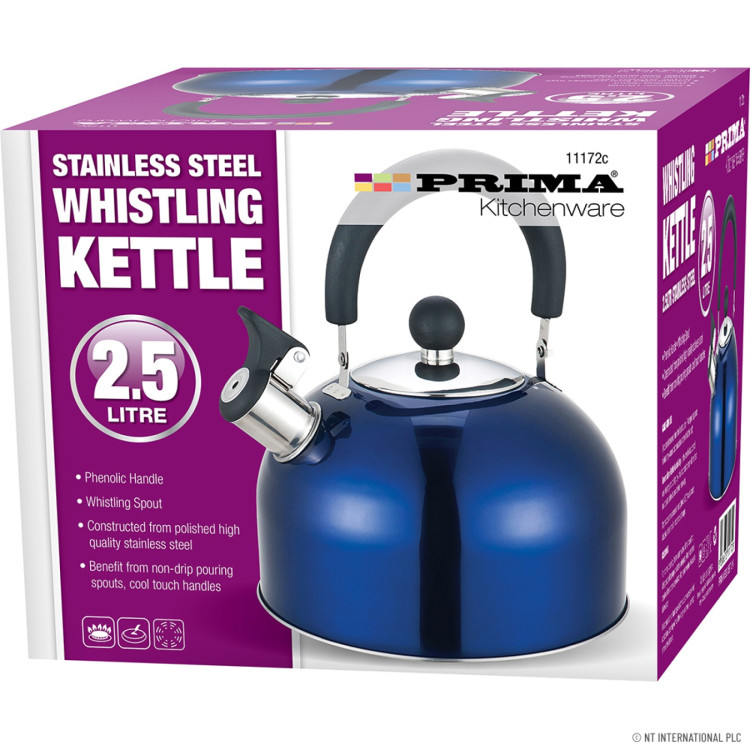  2.5L S/S Whistling Kettle in Metallic Blue