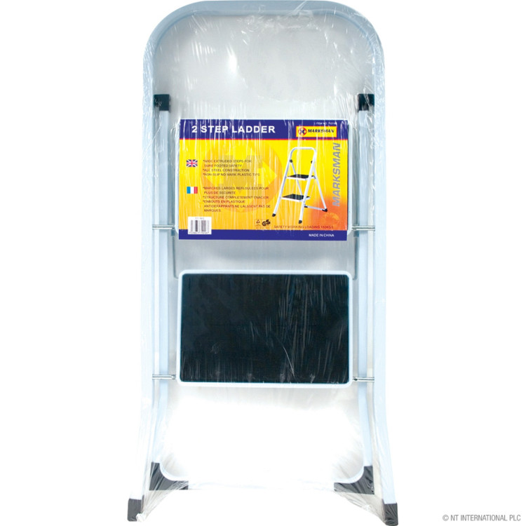  2 Step Ladder - Black Non-Slip Rubber