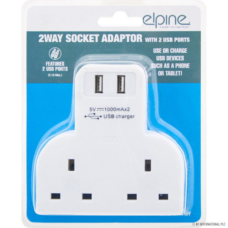 2 Way Adaptor With 2 Usb