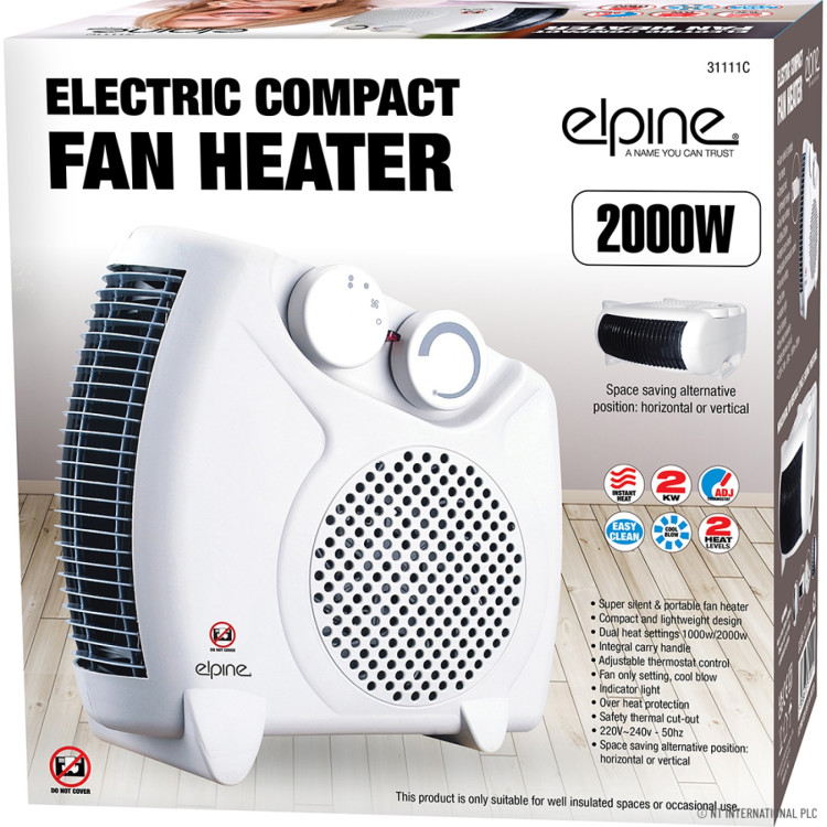 2000w Electric Fan Heater - White