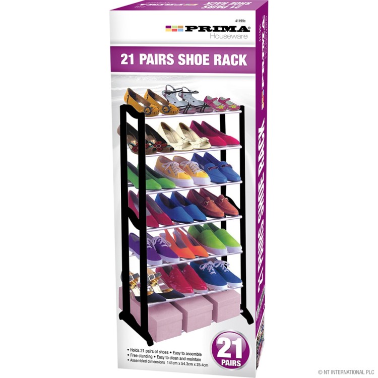  Prima 21 Pair Shoe Rack Black - Colour Box