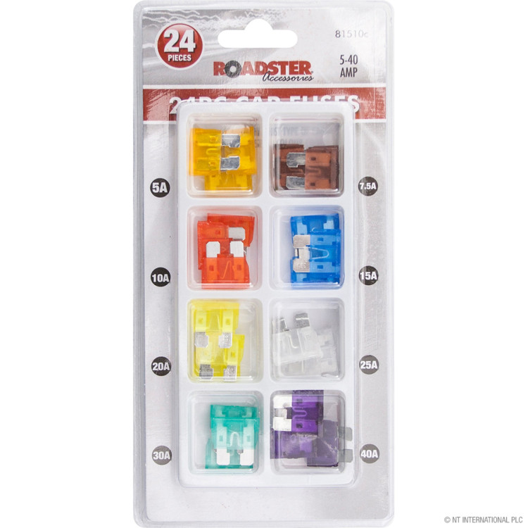  24pc Car Fuse - Assorted 5-40amp