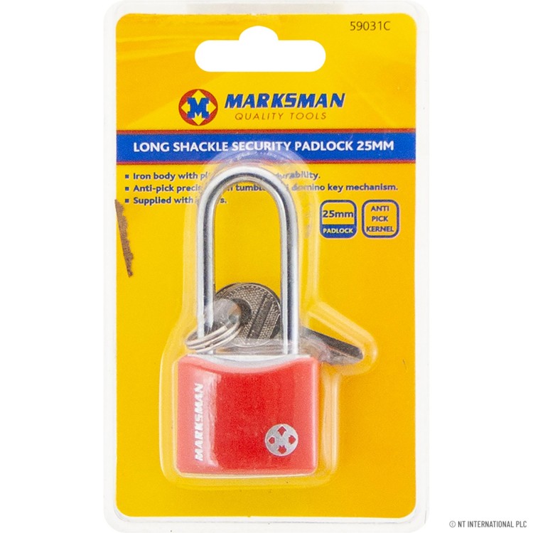 Long Shackle Security Padlock 25mm 