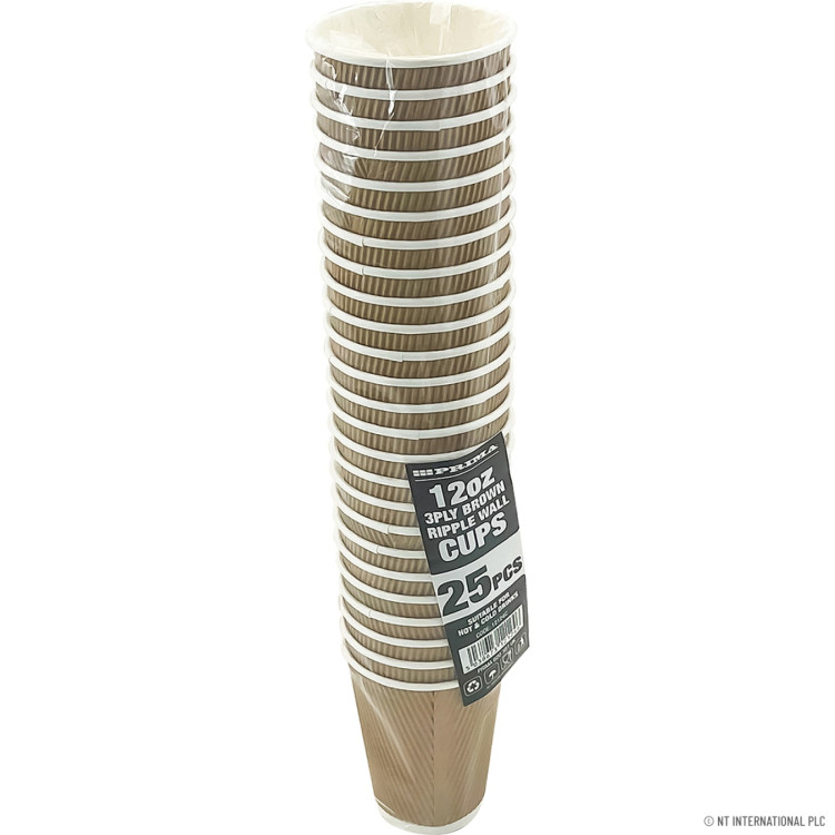 25PC - 120z Ripple Wall Cup (Brown)
