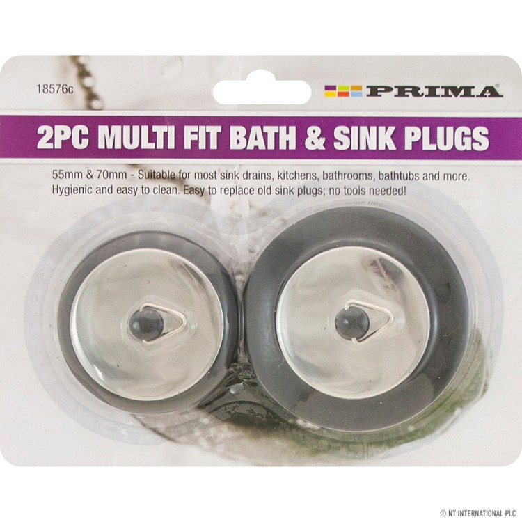 Prima 2pc Tub / Bath / Sink Stopper Plugs