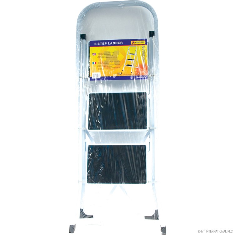 3 Step Ladder With Black Non-Slip Rubber