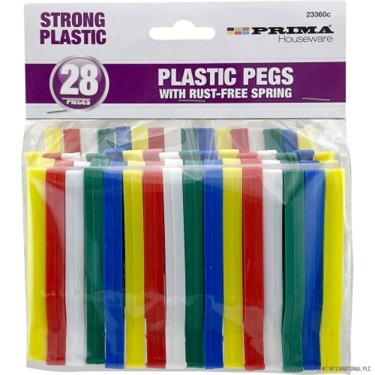 Prima 28pc Plastic Clothes Pegs - Rust Free