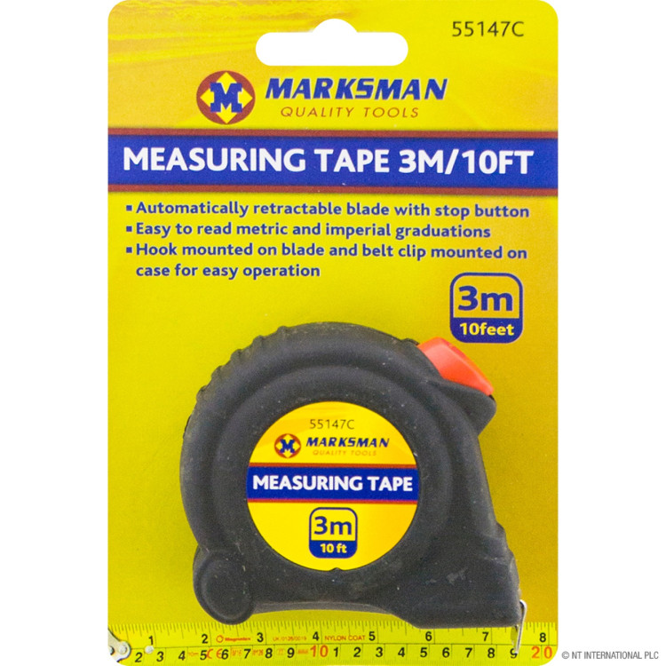  3m Tape Measure - Black / Red