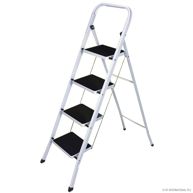  4 Step Ladder - Black Non-Slip Rubber