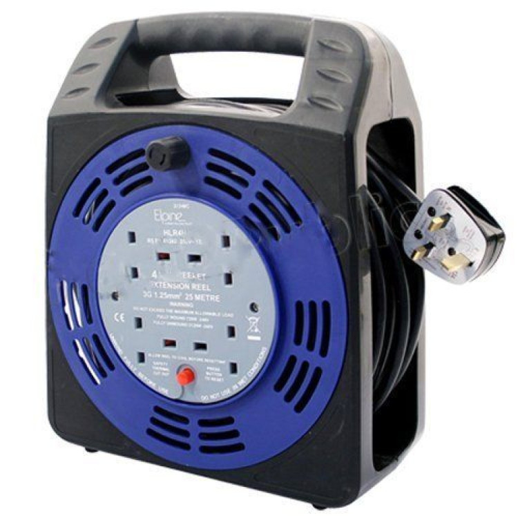 4 Way 13A Cable Extension Reel 25m