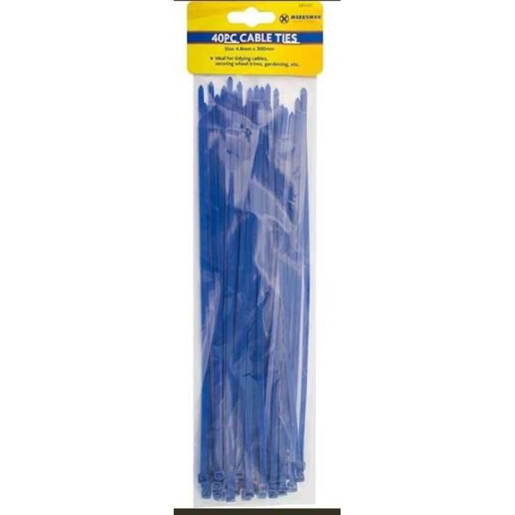 40pc 4.8 x 300mm Cable Tie - Blue