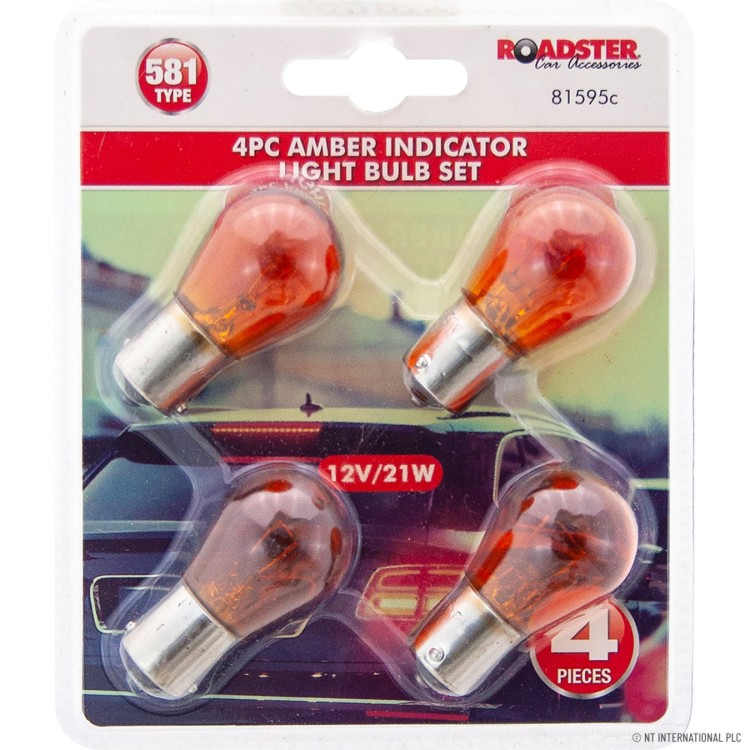  4pc Amber Indicator Light Bulb Set