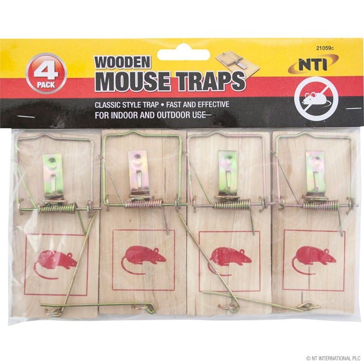Wooden Mouse Traps 4pc  