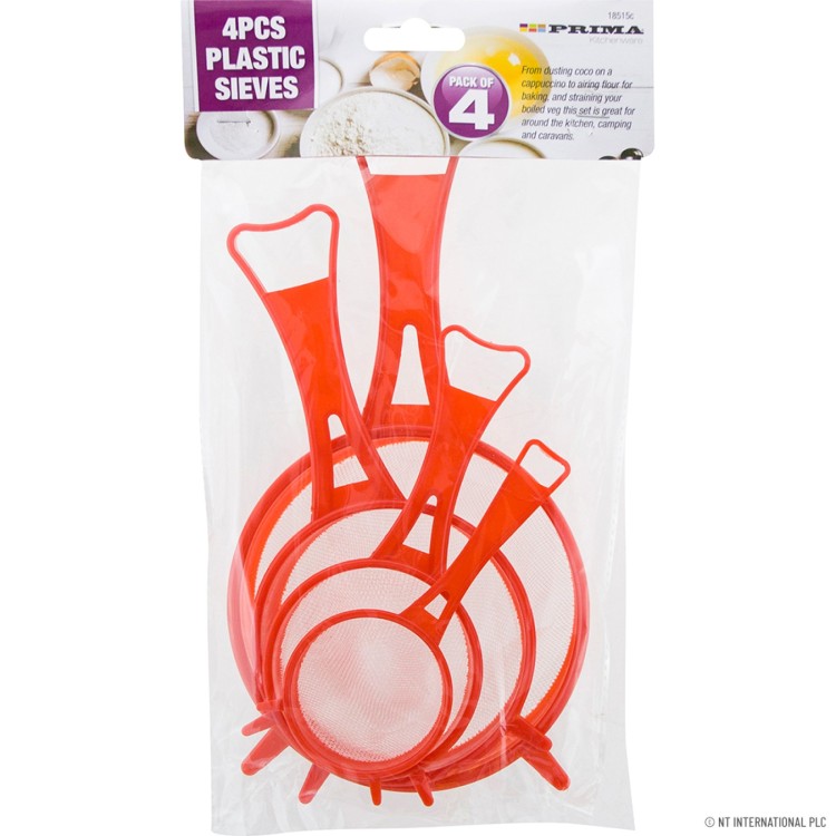Prima 4pcs Plastic Tea Strainers - Red