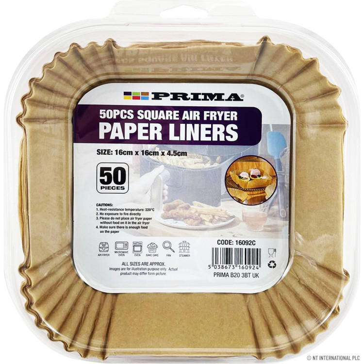 50pcs Square Air Fryer Paper Liners (16 x 4.5cm)