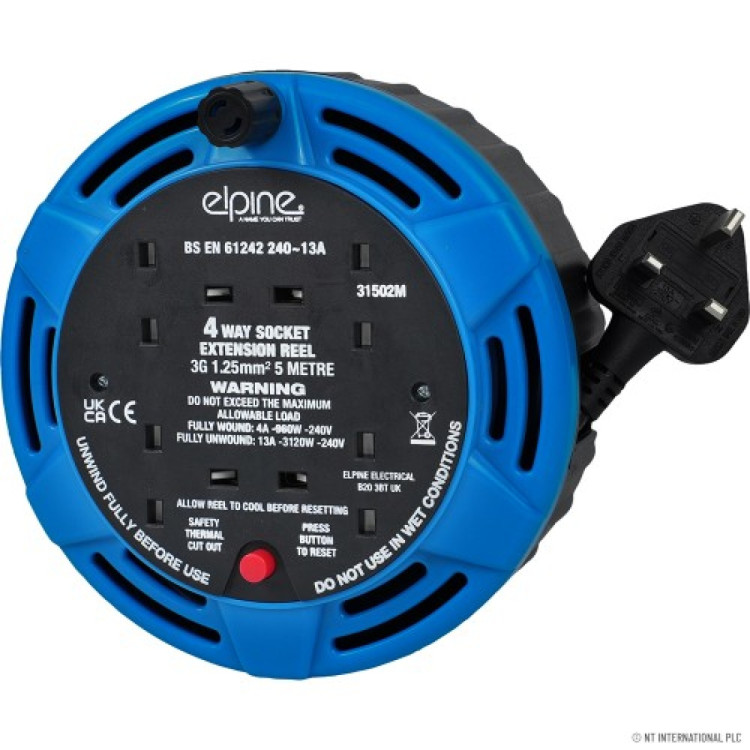 5M Cable Reel 4 way