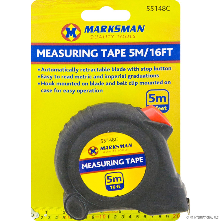 5m Tape Measure - Black / Red