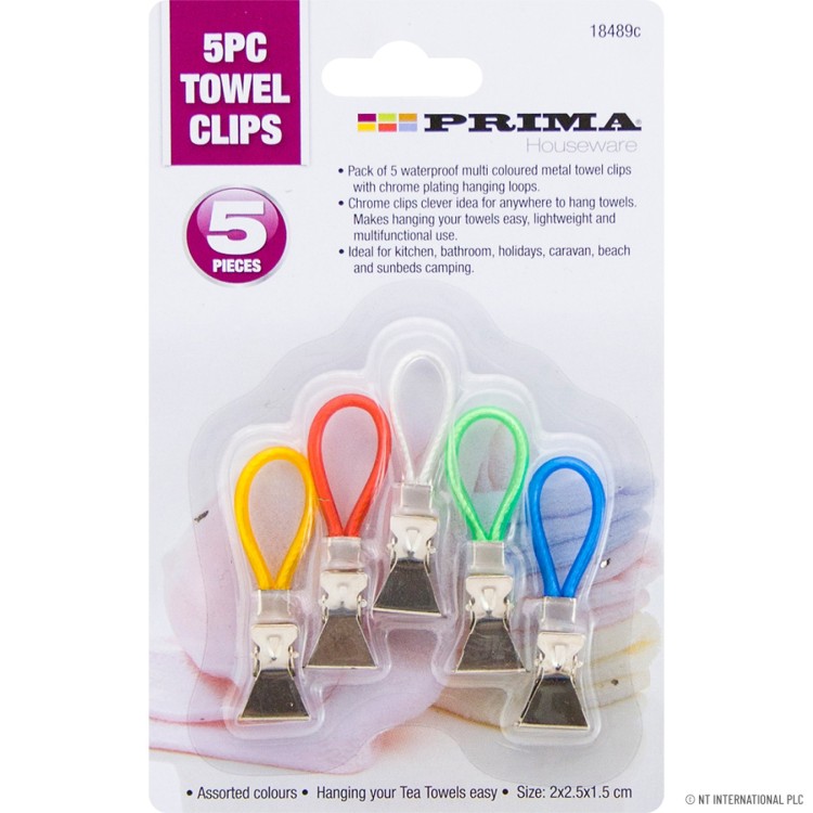  Prima 5pc Towel Clip - Asst Color