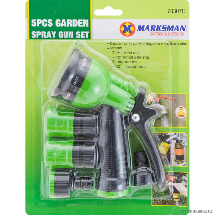 5pc Spray Gun Set - 8 Dial / Function