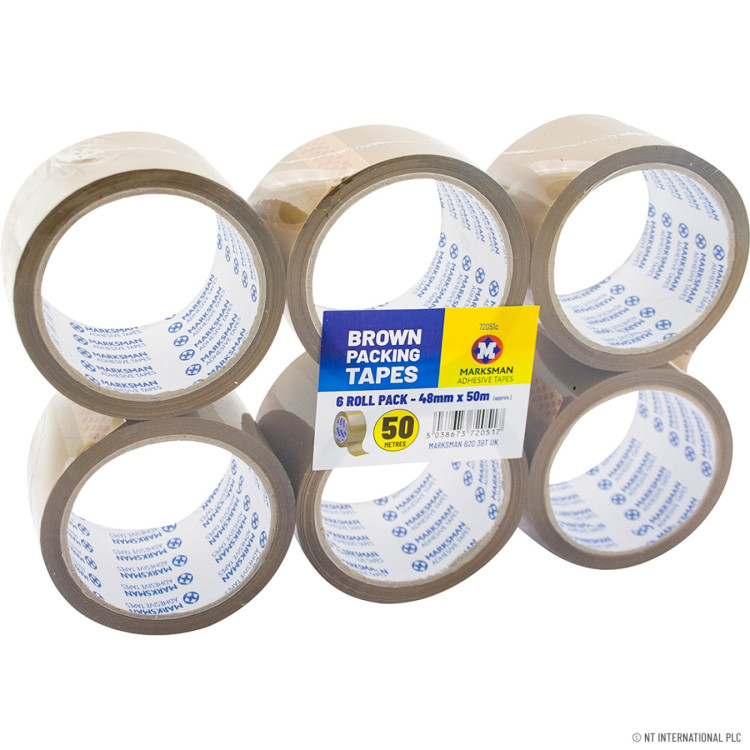  6 Roll Brown Packing Tape 48mm x 50m