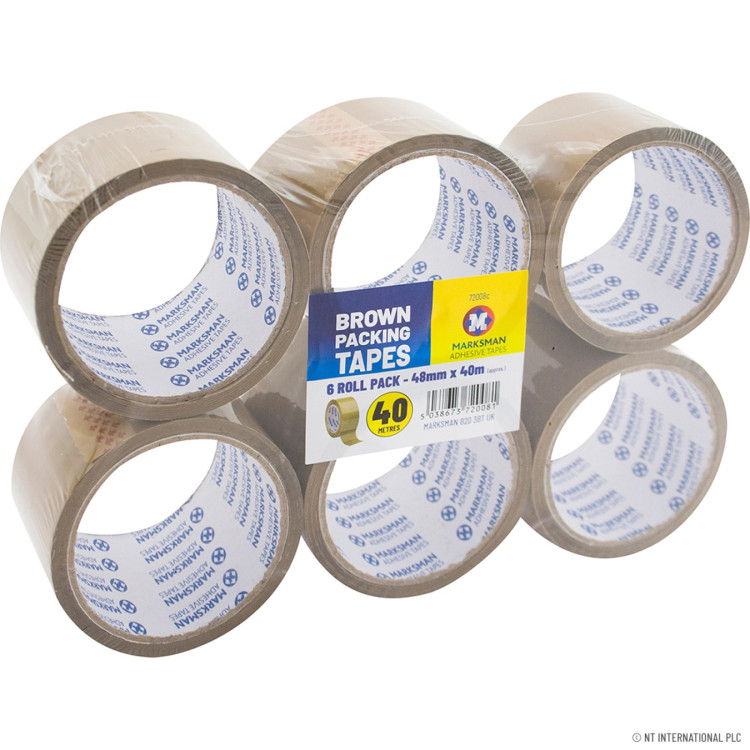 6 Roll Brown Packing Tape 48mmx 40m