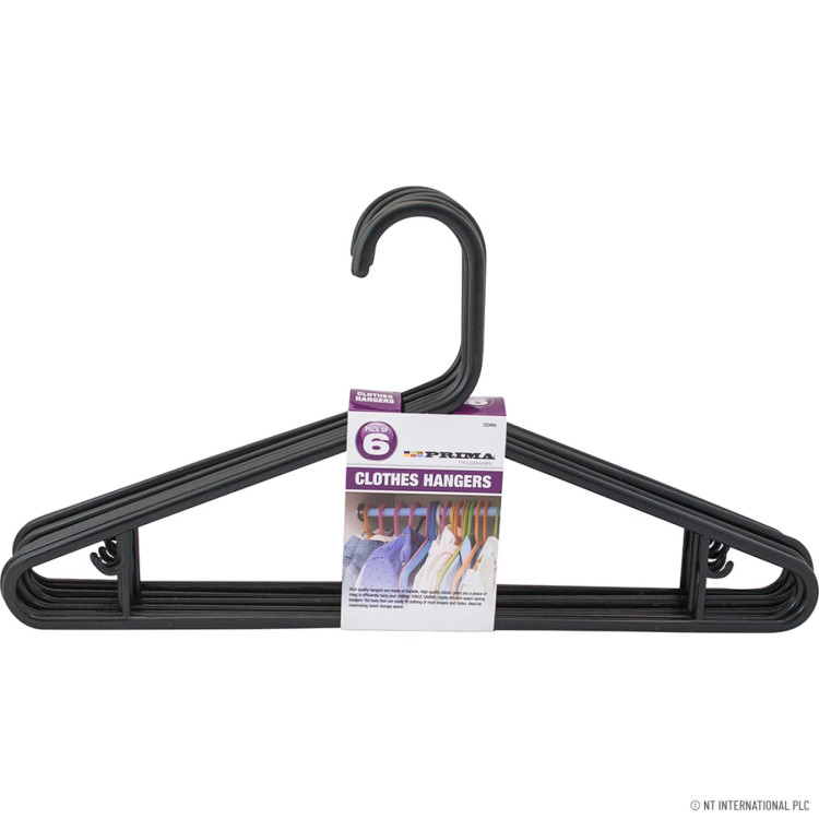 6pc Adult Clothes Hangers (Black) Heavy Duty