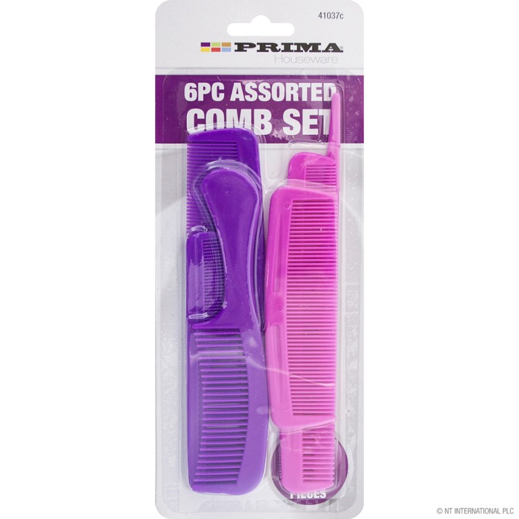 6Pc Assorted Hair Combs Set