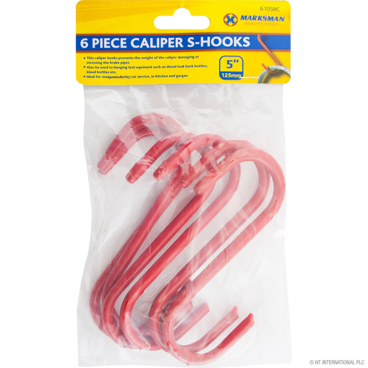  6pc 5' Caliper S-Hook - 12.5cm - Red