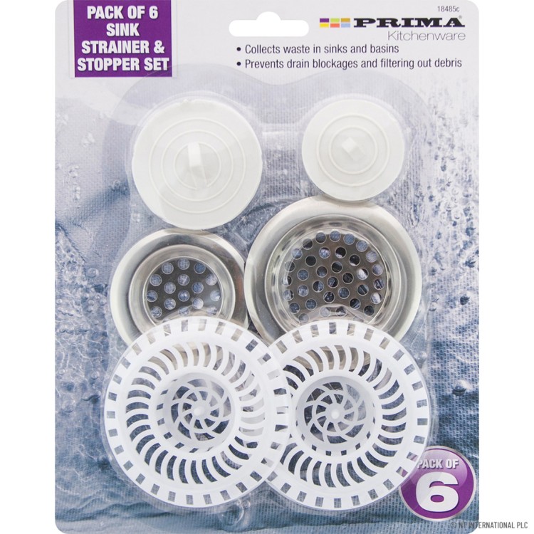 Prima 6pk Sink Strainer & Stopper Set