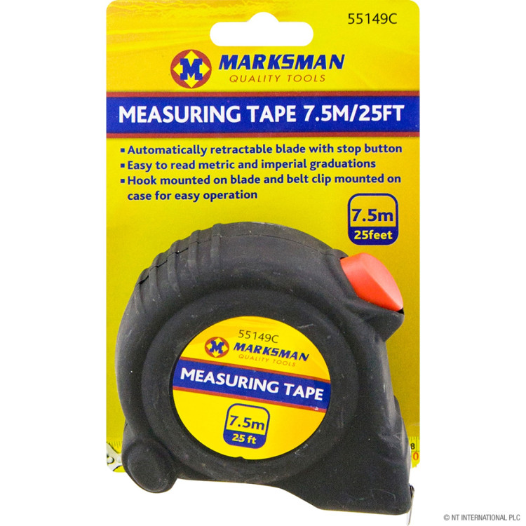  7m Tape Measure - Black / Red
