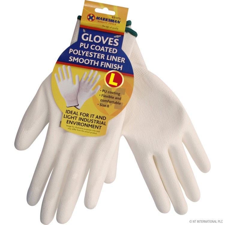 Marksman  Size 9 White PU Coated Builder Gloves - L