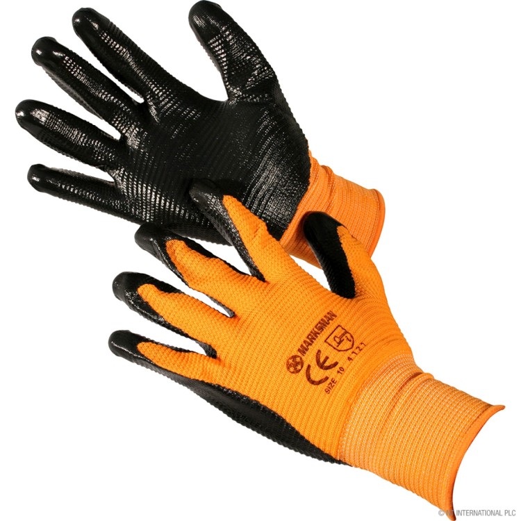  Marksman Size 9 Orange / Black Nitrile Coated Gloves - L 