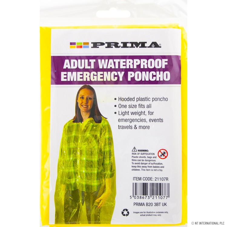 Prima Adult Waterproof Poncho - Rain Coat