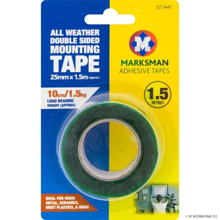 All Weather Double Sided Mounting Tape 25mm x1.5m 