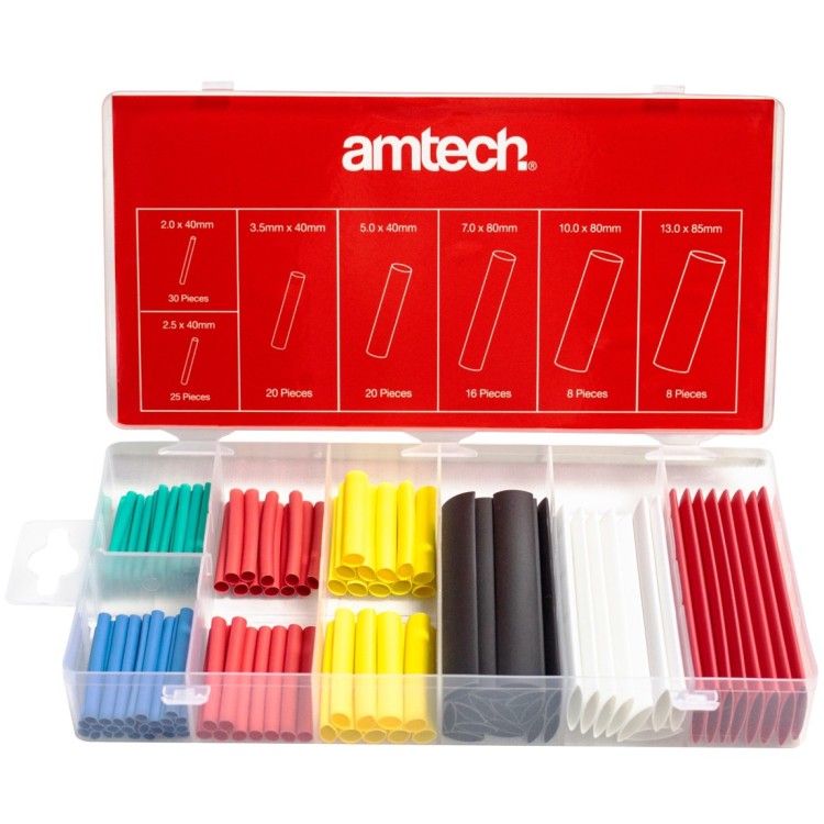 Amtech 127 Piece heat shrink assortment - mixed colours