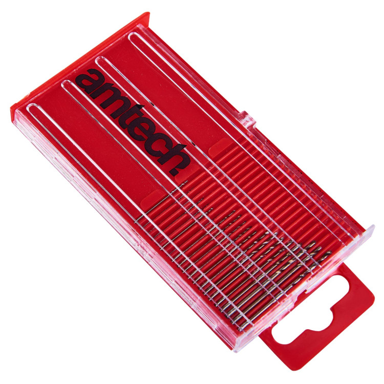 Amtech 20 Piece high speed steel (HSS) micro drill bits (0.3mm - 1.6mm)